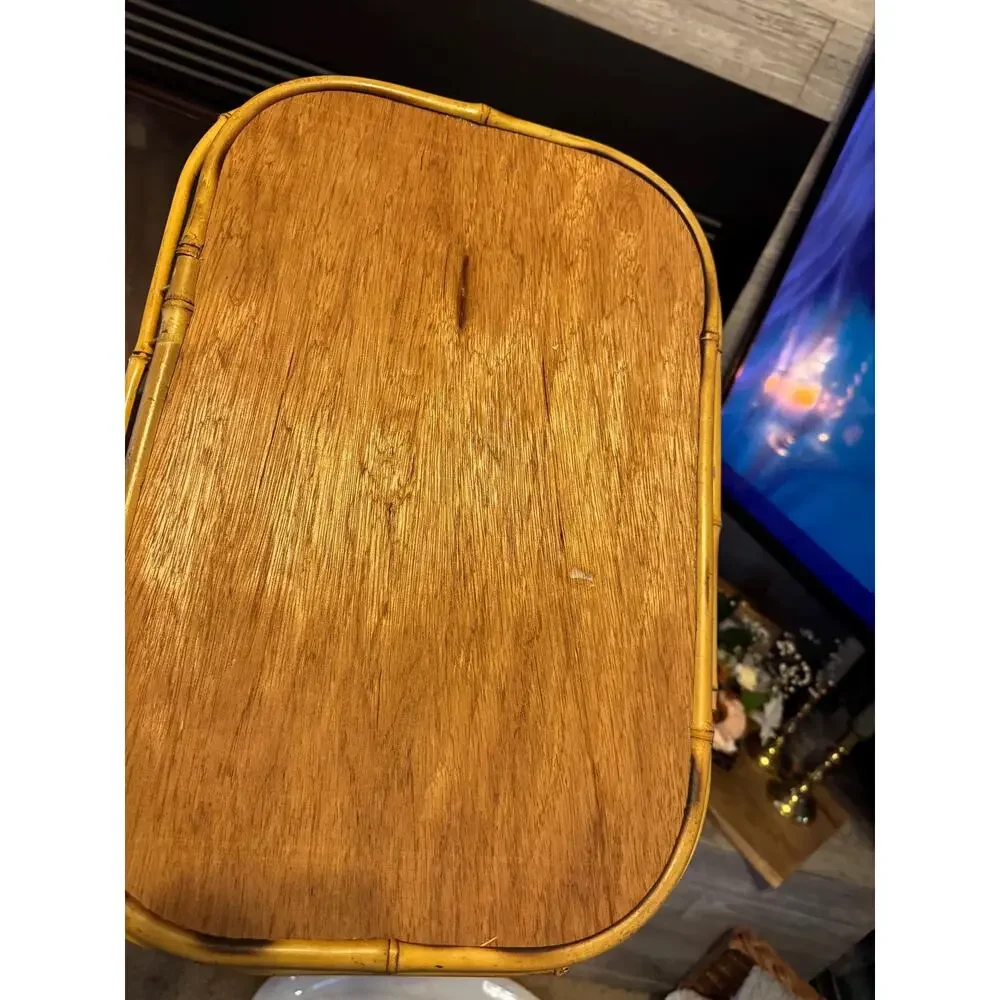 Amazing set of MCM bamboo rattan woven trays